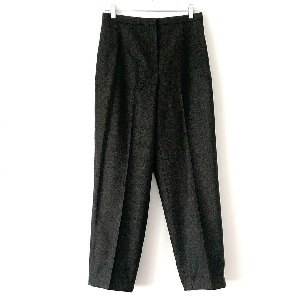 Liz Claiborne Women’s Green & Black Wool Pants Sz 10 Tapered Straight Leg Chic